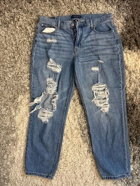 Aeropostale Distressed High-Rise Blue mom jeans